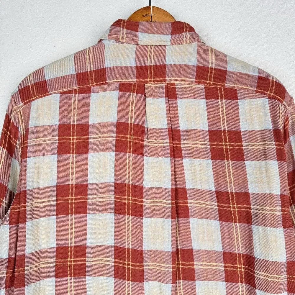 J.Crew Shirt Men’s L Double Weave Slim Fit Plaid Shirt‎ Burnt Orange Red